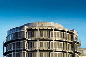 cityscape of round office building in Dusseldorf