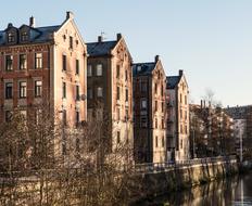 ancient buildings by the canal in Fuerth, Germany