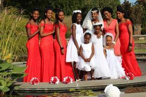 girls in Wedding Bride red and wite dresses