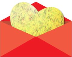 yellow heart in an envelope