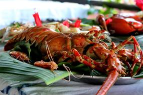 boiled crawfish in vegetables