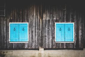 blue Window Shutters on Facade