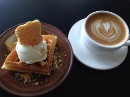 milk coffee with dessert