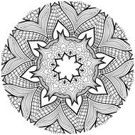 mandala line art black white drawing