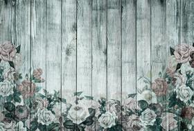 roses on wooden wall drawing