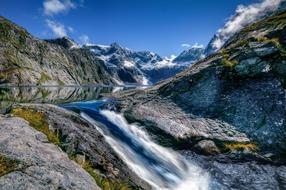 Landscape of rocky Mountain water stream