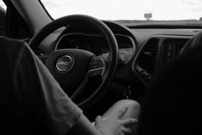 Jeep Black And White Steering