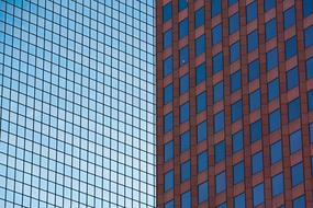 two contemporary Glass facades side by side