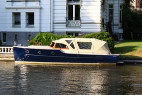 motor boat on a canal in Amsterdam