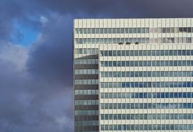 wonderful Skyline with the building with glass windows in Dusseldorf, Germany