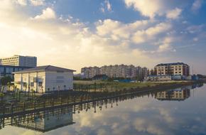 landscape of Buildings and Clouds on Sky