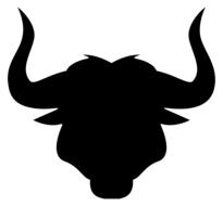 black silhouette of a buffalo head