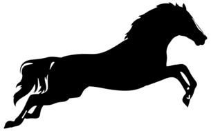 black silhouette of a jumping horse