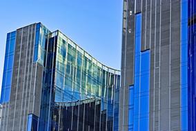 blue skyscraper in barcelona