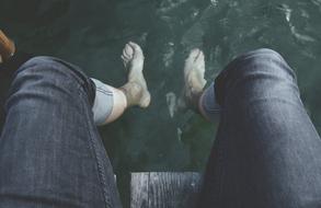man's feet in the water