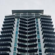 Modern Building with balconies, low angle view