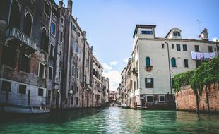 medieval architecture on the canal in Venice, Italy