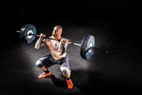 cool young man with Barbell, Bodybuilding