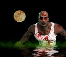 zombie man by the moon