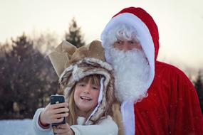 selfie with santa claus in nature