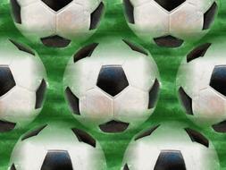 soccer ball on lawn, seamless pattern