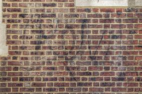 grunge brick wall with weathered writing, Background