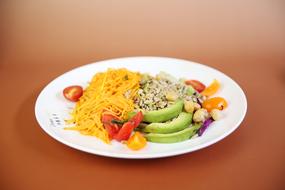 dish with spaghetti and vegetables