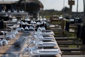 clear glasses on the table