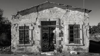 Old House Abandoned in cyprus in monochrome