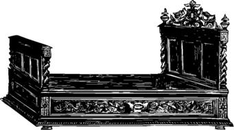 painted antique wooden bed as an illustration