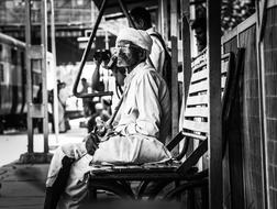 Old Alone Waiting man