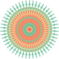 drawing of green and orange mandala design