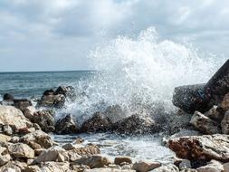 landscape of sea wave splashing