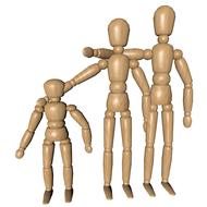 drawing of the wooden figures of family