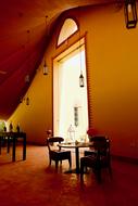 Cafe interior with an archway