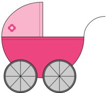 cart baby carriage girl drawing
