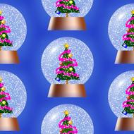 background with seamless Christmas snow globes