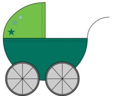 green baby carriage