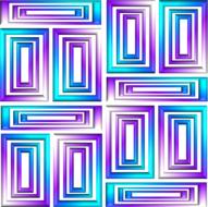 geometric rectangular pattern with 3d metallic effects, aqua and purple colors