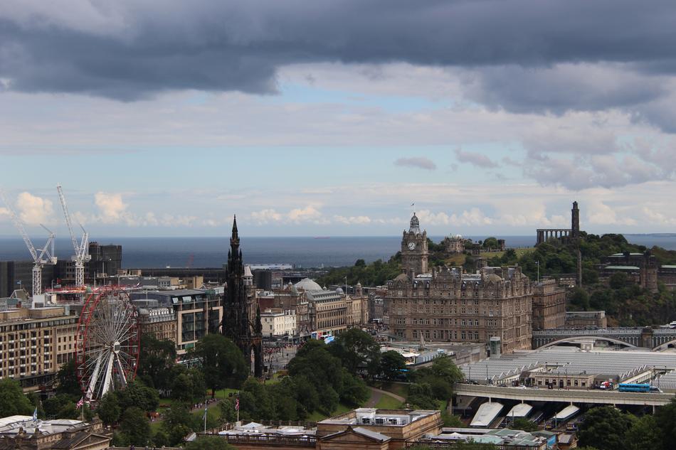 Beautiful landscape of Edinburg, under the cloudy sky, in Scotland, UK