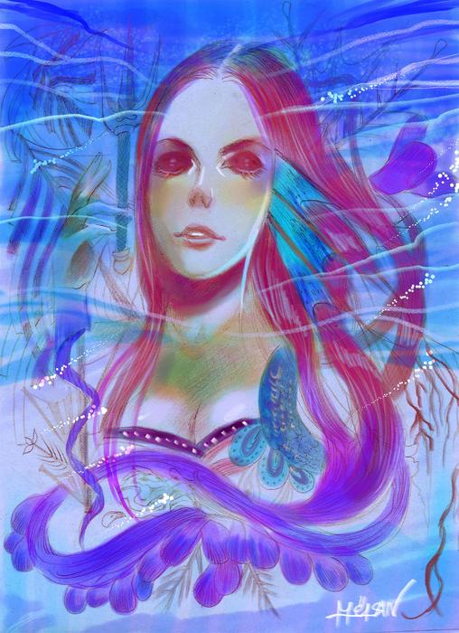 beauty woman watercolor caucasian