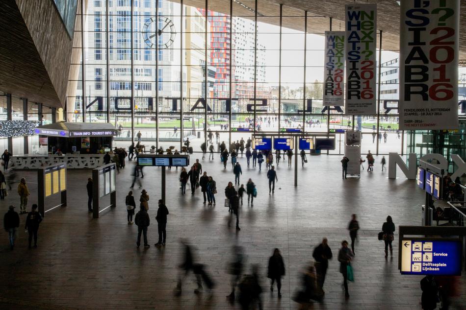 people on Rotterdam Central Station
