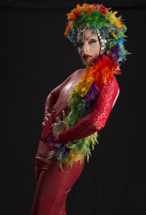 photo of a woman in a parrot costume