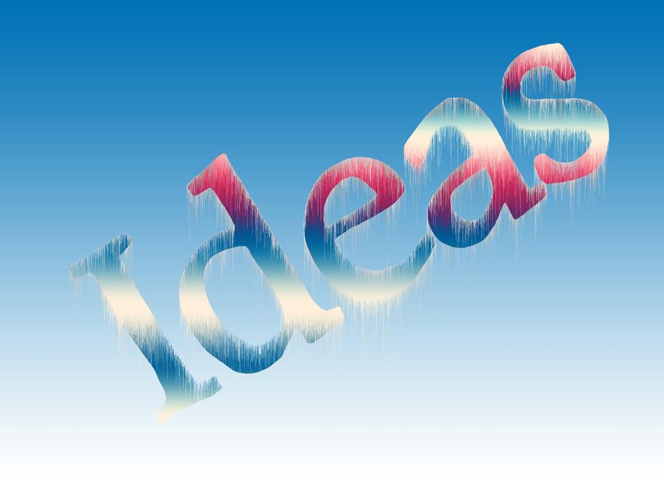 word ideas on blue background