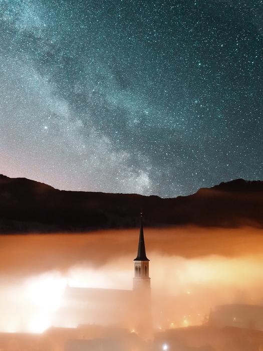 high tower in the clouds