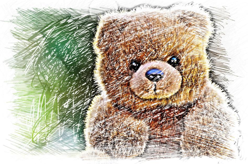 wax crayon teddy bear