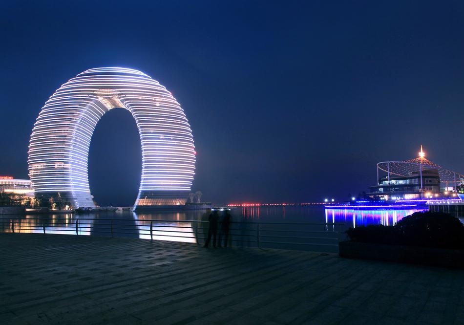 splendid Huzhou Night View with the colorful lights