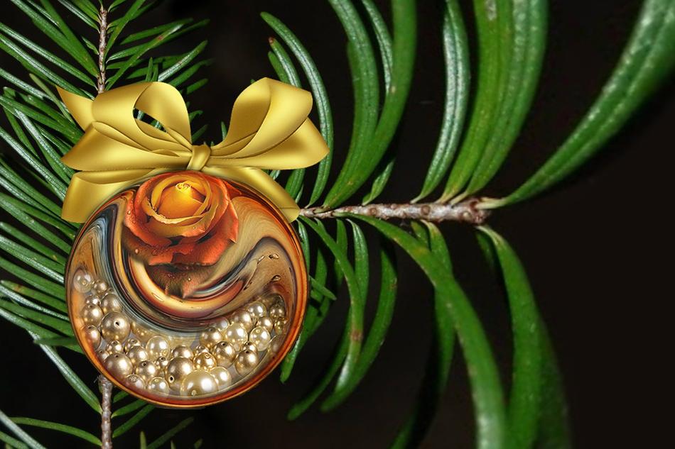 A Christmas toy in green foliage
