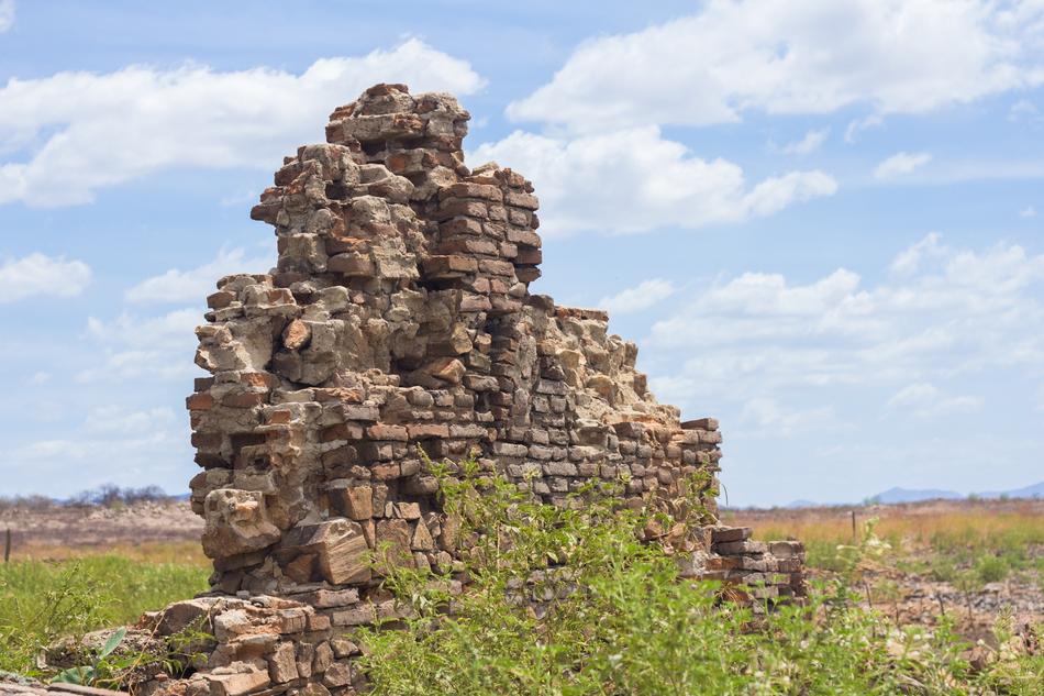 The old broken castle wall