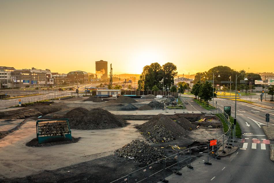 morning over the construction site